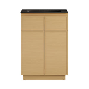 St. Tropez 24" Freestanding Bathroom Vanity in Natural Oak with Black 3-Hole Widespread Sink Top