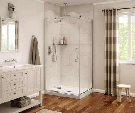 MAAX 139330-900-084-000 Davana Rectangular 42 x 34 x 75 in. 8mm Pivot Shower Door for Corner Installation with Clear glass in Chrome
