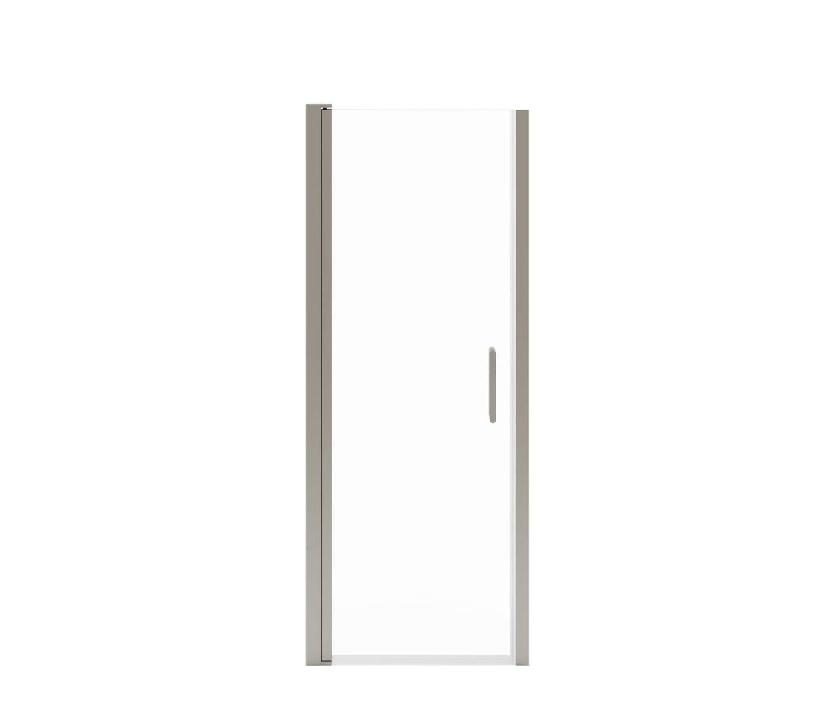 MAAX 138261-900-305-100 Manhattan 25-27 x 68 in. 6 mm Pivot Shower Door for Alcove Installation with Clear glass & Round Handle in Brushed Nickel
