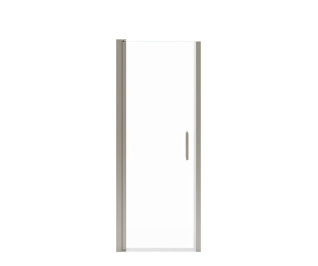 MAAX 138261-900-305-100 Manhattan 25-27 x 68 in. 6 mm Pivot Shower Door for Alcove Installation with Clear glass & Round Handle in Brushed Nickel
