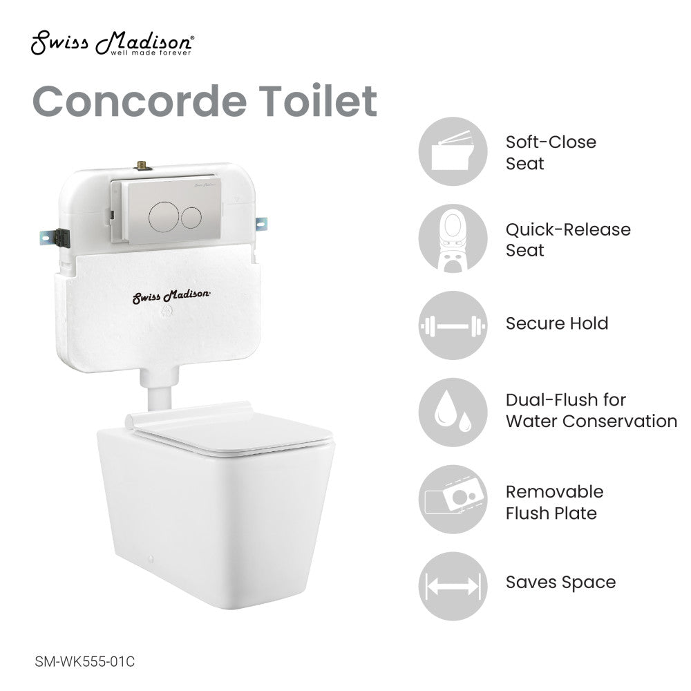 Concorde Back to Wall Concealed Tank Toilet Bowl Bundle in Glossy White