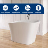 New England Home Goods 51" Japanese Soaking Tub Solid Surface Freestanding Bathtub