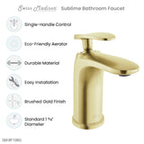 Sublime Single Hole, Single-Handle, Bathroom Faucet in Brushed Gold