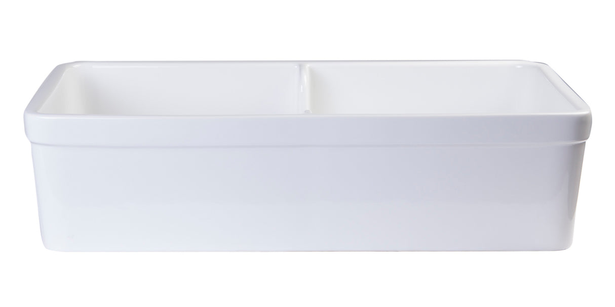 ALFI brand AB5123-W White 32" Short Wall Double Bowl  Lip Apron Fireclay Farmhouse Kitchen Sink