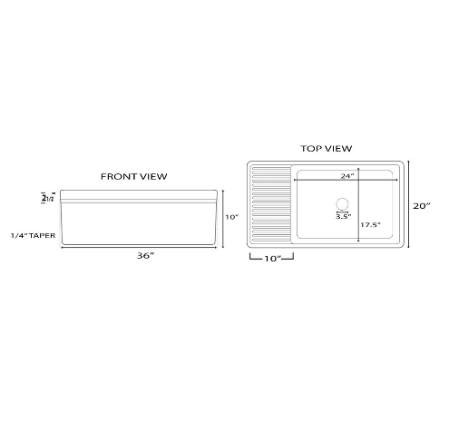 Nantucket Sinks 36 Inch Italian Farmhouse Fireclay Sink with Built-In Drainboard