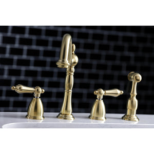 Kingston Brass KB1797ALBS 8-Inch Widespread Kitchen Faucet with Brass Sprayer, Brushed Brass