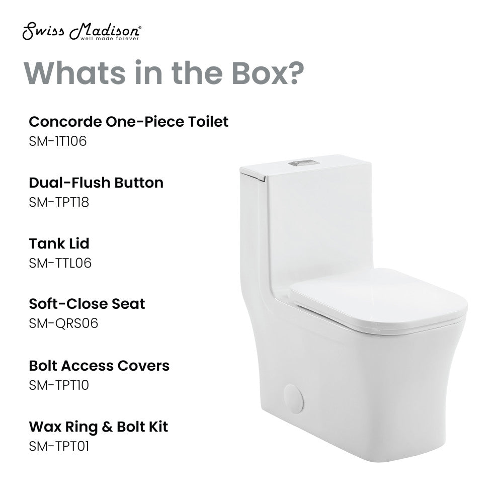 Concorde One-Piece Square Toilet Dual-Flush 1.1/1.6 gpf