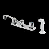 Pfirst Series 2-Handle Kitchen Faucet with White Side Spray in Polished Chrome
