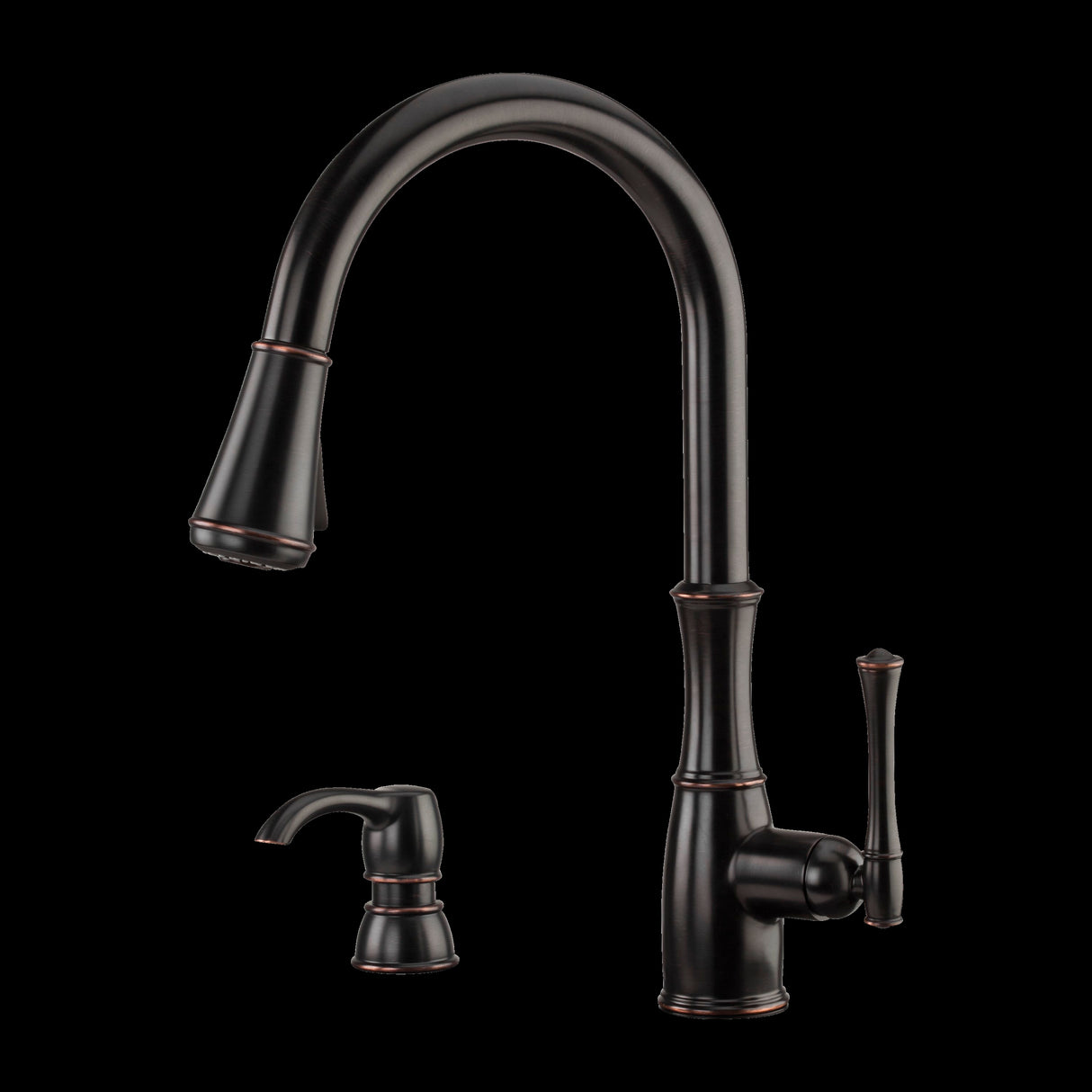 Wheaton 1-Handle Pull-Down Kitchen Faucet with Soap Dispenser in Tuscan Bronze