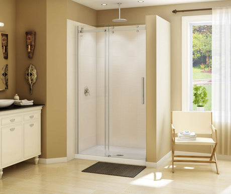 MAAX 138996-900-305-000 Halo 44 ½-47 x 78 ¾ in. 8mm Sliding Shower Door for Alcove Installation with Clear glass in Brushed Nickel