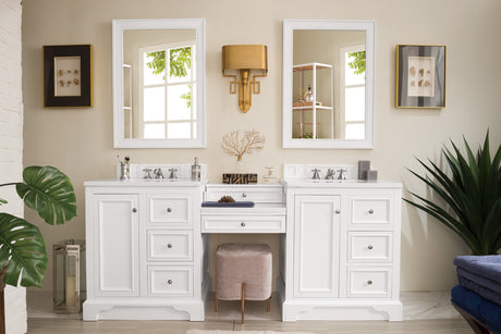 De Soto 82" Double Vanity Set, Bright White w/ 3 CM White Zeus Silestone Top