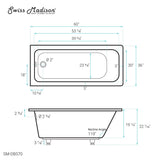 Voltaire 60"x 36" Reversible Drain Drop-In Bathtub