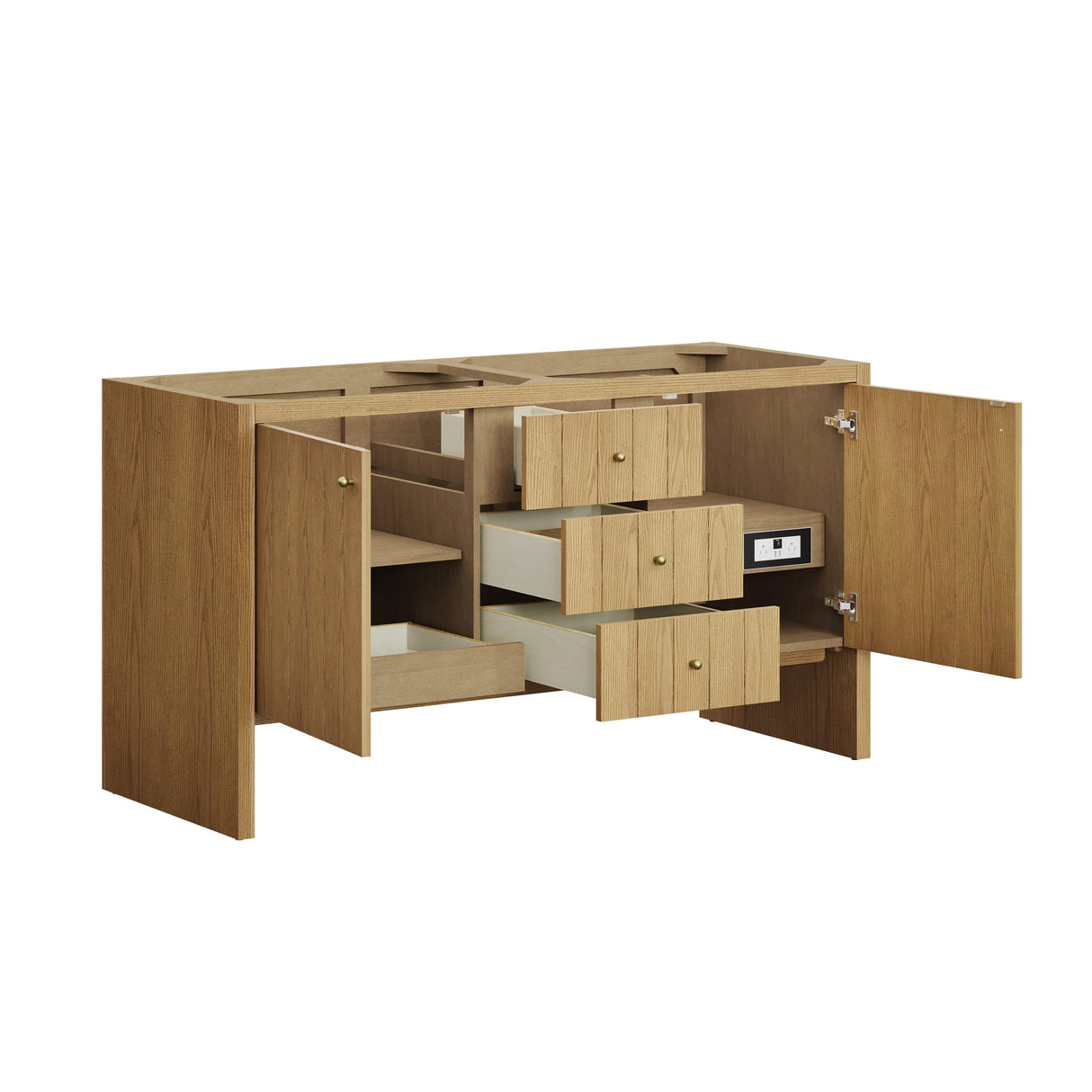 Hudson 60" Double Vanity, Light Natural Oak, w/ 3 CM Phantome Eclos Top