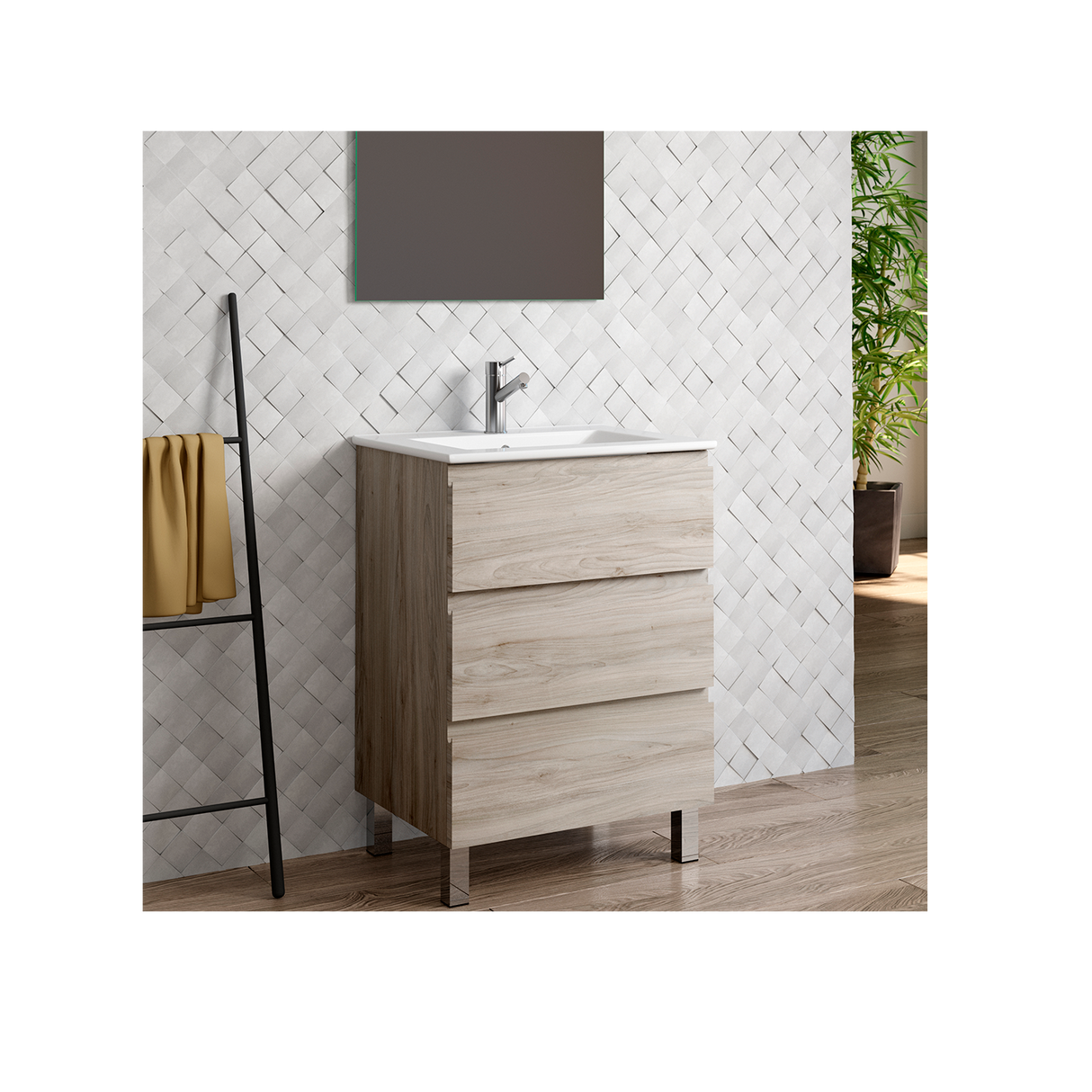 DAX Costa Engineered Wood Single Vanity Cabinet, 24", Pine DAX-COS012412