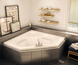 Aker CTF-6060 AcrylX Corner Center Drain Bath in White