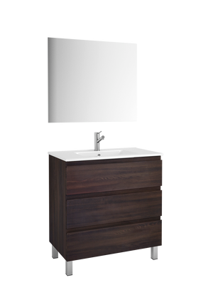 DAX Costa Engineered Wood Vanity Cabinet with Onix Porcelain Basin, 32", Wenge DAX-COS013213-ONX