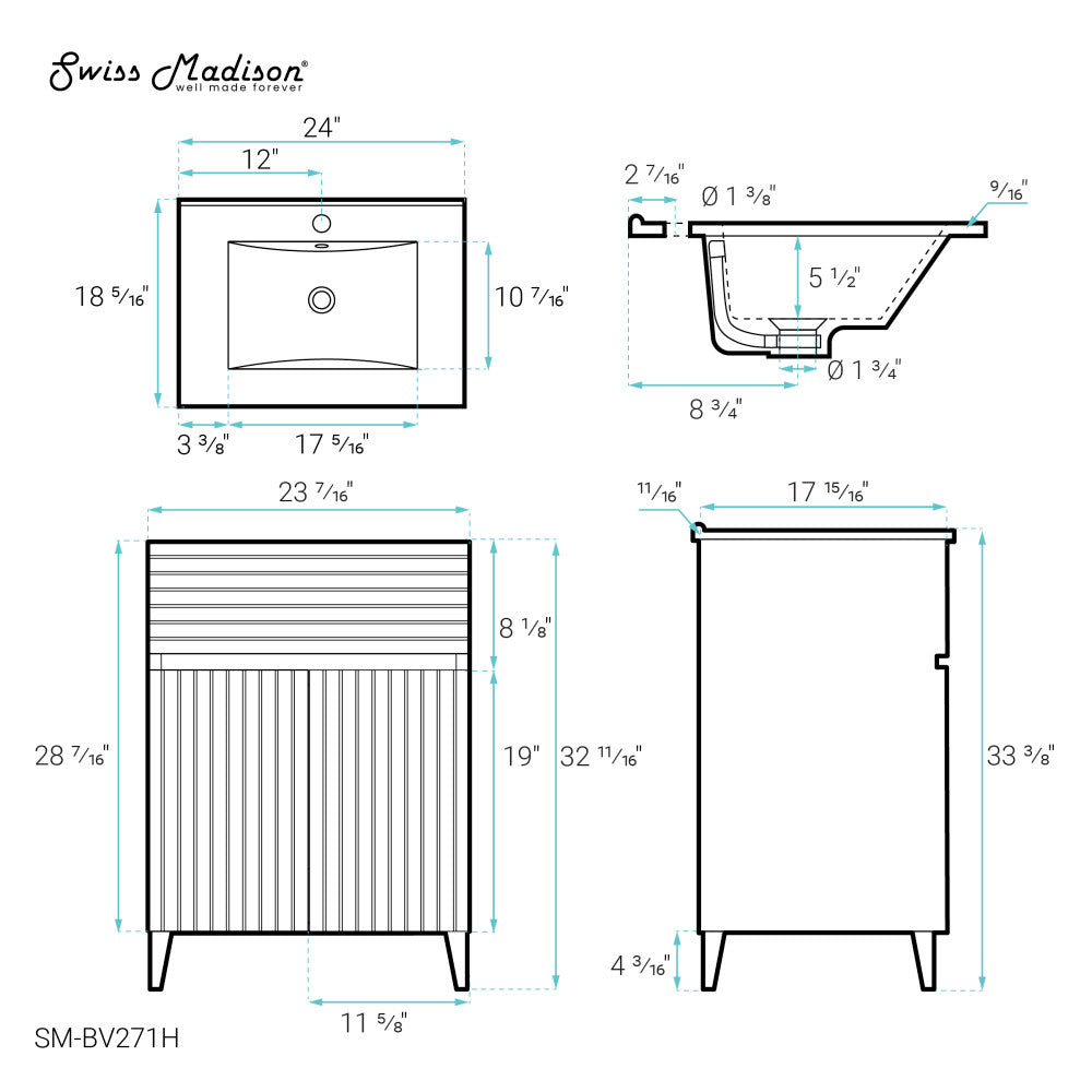 Bernay 24" Bathroom Vanity in Heather