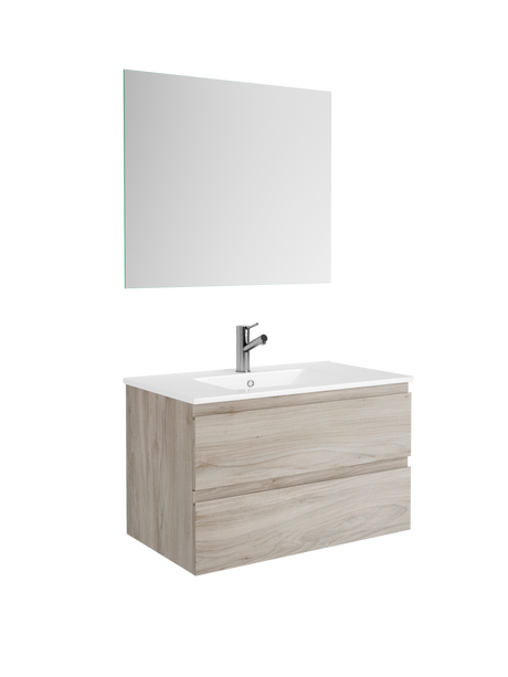 DAX Pasadena Engineered Wood and Porcelain Onix Basin Vanity Cabinet, 32", Pine DAX-PAS013212-ONX