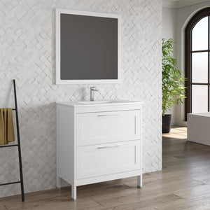 DAX Lakeside Engineered Wood and Porcelain Single Vanity with Onix Basin, 32", White DAX-LAKE013211-ONX