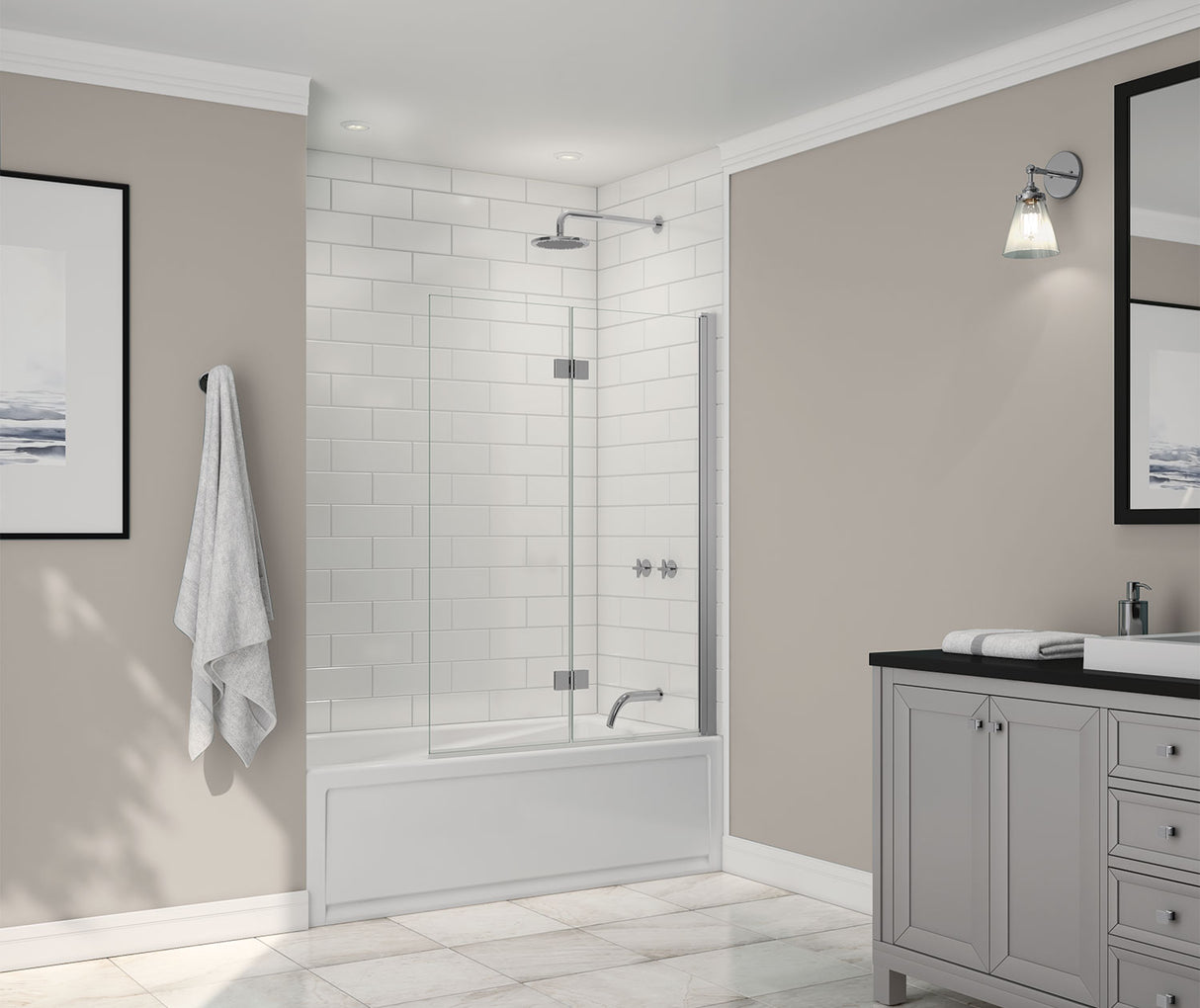 MAAX 138600-900-084-000 Axial Access 42 x 56 in. 6 mm Pivot Tub Screen for Alcove Installation with Clear glass in Chrome