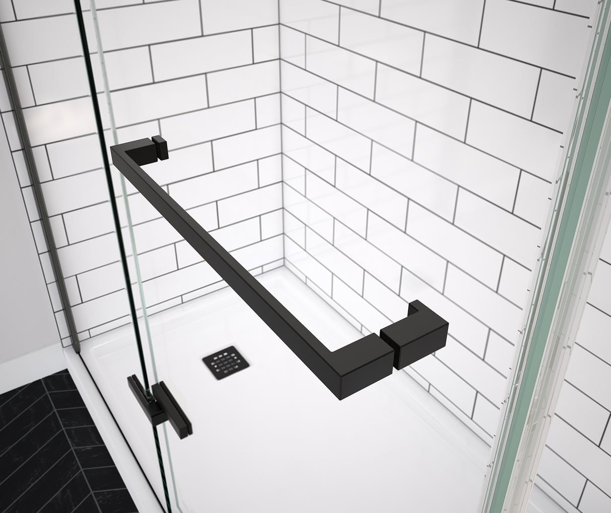 MAAX 139575-900-340-000 Reveal Sleek 71 32 ½-35 ½ x 71 ½ in. 8mm Pivot Shower Door for Alcove Installation with Clear glass in Matte Black