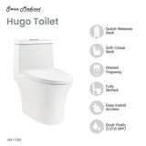 Hugo One Piece Elongated Dual Flush Toilet 1.1 / 1.6 gpf