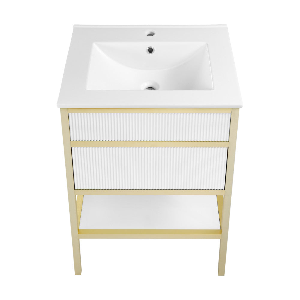 Cache 24" Freestanding, Bathroom Vanity in White and Gold