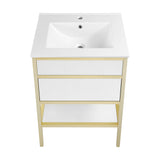 Cache 24" Freestanding, Bathroom Vanity in White and Gold