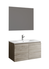 DAX Malibu Engineered Wood and Porcelain Onix Basin with Vanity Cabinet, 32", Pine DAX-MAL013212-ONX