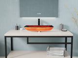 ANZZI LS-AZ901 Paradiso Rectangle Glass Vessel Bathroom Sink with Celestial Bronze Finish