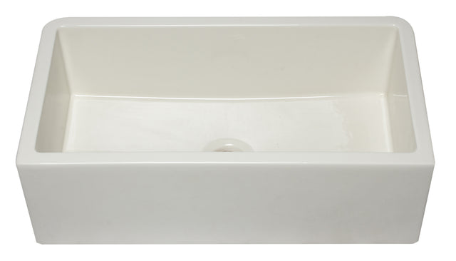 33" Biscuit Smooth Apron Solid Thick Wall Fireclay Single Bowl Farm Sink
