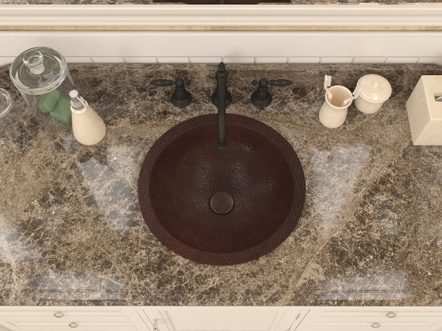 ANZZI BS-005 Antakya 16 in. Drop-in Round Bathroom Sink in Hammered Antique Copper