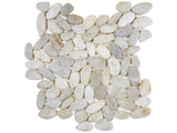 Anatolia Tile Zen Fiji Cream Flat Polished Pebble Mosaics. 1 Sheet = 1 Sq. Ft. 5001-0234-0 (76-355) Fiji Cream Flat Pebble - premium natural stone mosaic tile from Anatolia Tile, available at PoshHaus showroom in Keene, NH