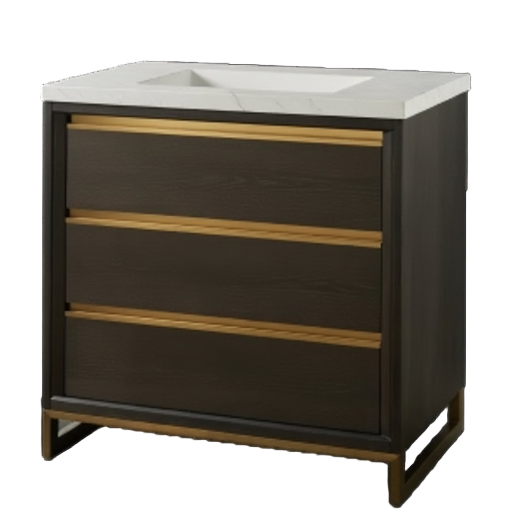 37" Fairmont Designs Ambassador Vanity Set, Quartz Top with Rectangle Undermount Porcelain Sink