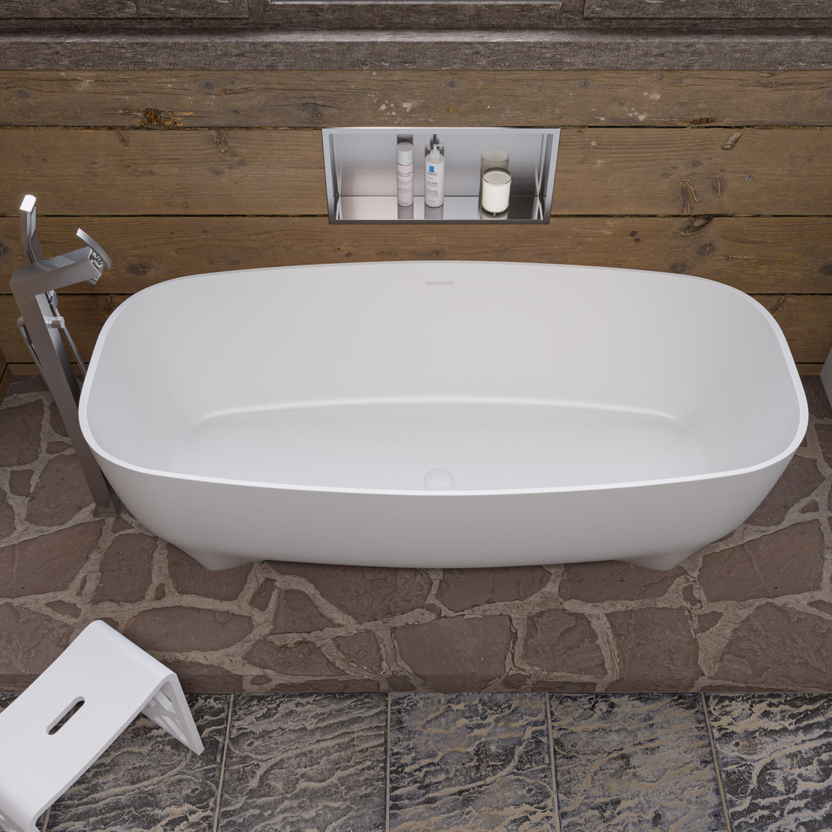 67" White Matte Solid Surface Resin Bathtub