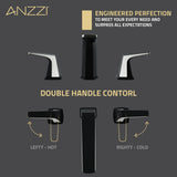 ANZZI L-AZ905MB-BN 2-Handle 3-Hole 8 in. Widespread Bathroom Faucet With Pop-up Drain in Matte Black & Brushed Nickel