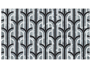 Utopio Florence Monochromo Polished W/ Honed Accents Natural Stone Waterjet Mosaic