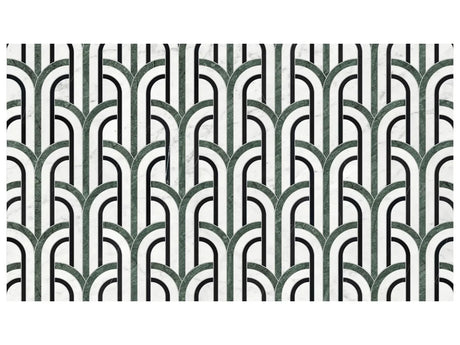 Anatolia Tile Utopio Florence Pine Polished W/ Honed Accents Natural Stone Waterjet Mosaic 5001-0399-0 Florence Pine - premium natural stone mosaic tile from Anatolia Tile, available at PoshHaus showroom in Keene, NH