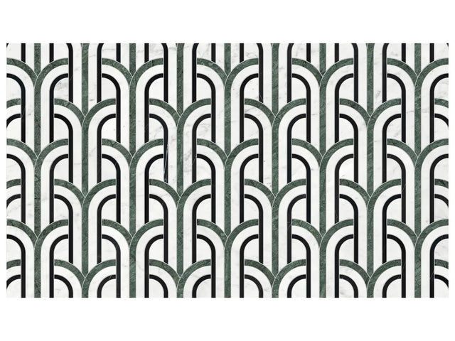Anatolia Tile Utopio Florence Pine Polished W/ Honed Accents Natural Stone Waterjet Mosaic 5001-0399-0 Florence Pine - premium natural stone mosaic tile from Anatolia Tile, available at PoshHaus showroom in Keene, NH