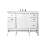 Addison 48" Single Vanity, Glossy White w/ 3 CM Eternal Jasmine Pearl Silestone Top