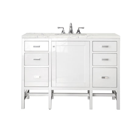 Addison 48" Single Vanity, Glossy White w/ 3 CM Eternal Jasmine Pearl Silestone Top