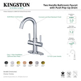 Fauceture LS8453DL Concord Two-Handle Bathroom Faucet with Push Pop-Up, Brushed Brass