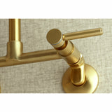 Kingston Brass Concord 8-Inch Adjustable Center Wall Mount Kitchen Faucet, Brushed Brass
