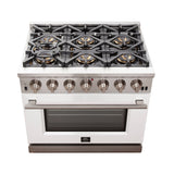 Forno 36-Inch Capriasca Gas Range with 6 Burners and Convection Oven in Stainless Steel with White Door (FFSGS6260-36WHT)