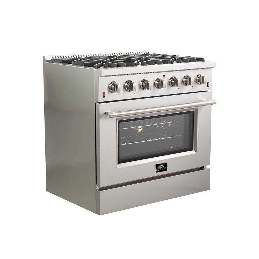 Forno Galiano 36-Inch  Gas Range with 6 Burners and Gas Convection Oven (FFSGS6244-36)