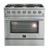 Forno Galiano 36-Inch  Gas Range with 6 Burners and Gas Convection Oven (FFSGS6244-36)