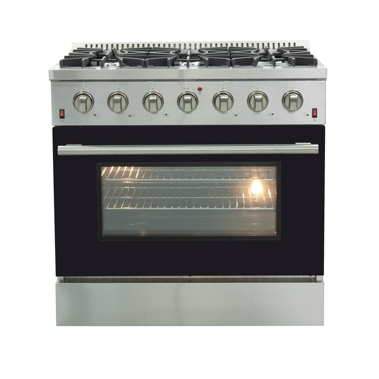 Forno 36-Inch Galiano Gas Range with 6 Gas Burners and Convection Oven in Stainless Steel with Black Door (FFSGS6244-36BLK)