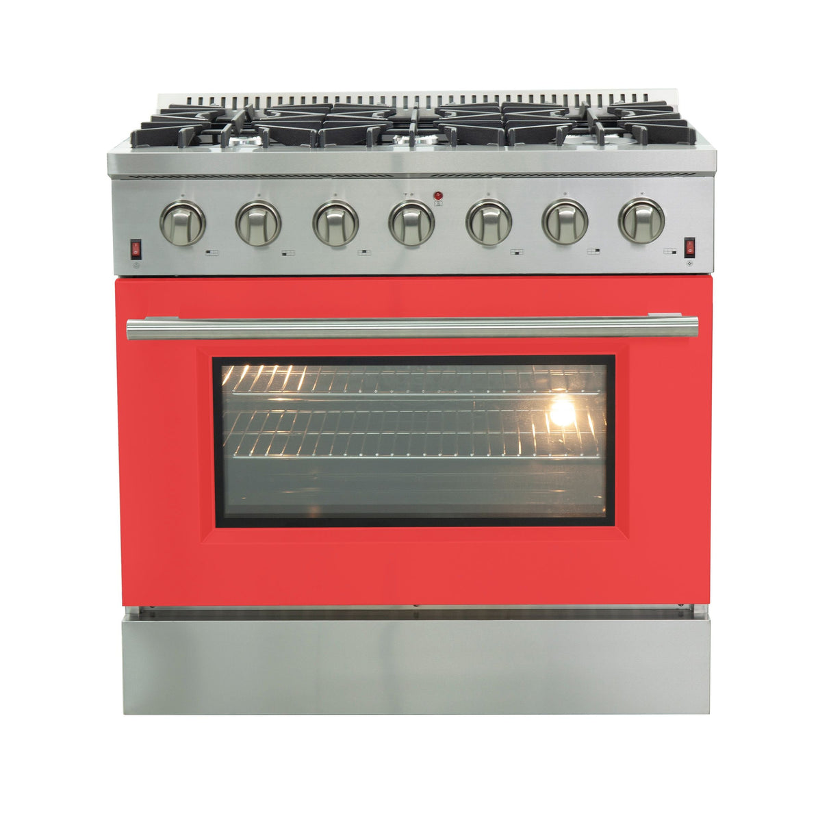 Forno 36-Inch Galiano Gas Range with 6 Gas Burners and Convection Oven in Stainless Steel with Red Door (FFSGS6244-36RED)