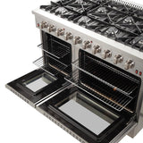 Forno 4-Piece Appliance Package - 48-Inch Gas Range, Refrigerator, Microwave Drawer, & 3-Rack Dishwasher in Stainless Steel