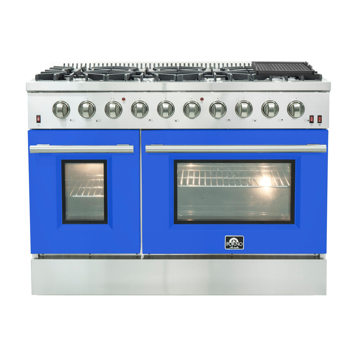 Forno 48-Inch Galiano Gas Range with 8 Gas Burners and Convection Oven in Stainless Steel with Blue Door (FFSGS6244-48BLU)